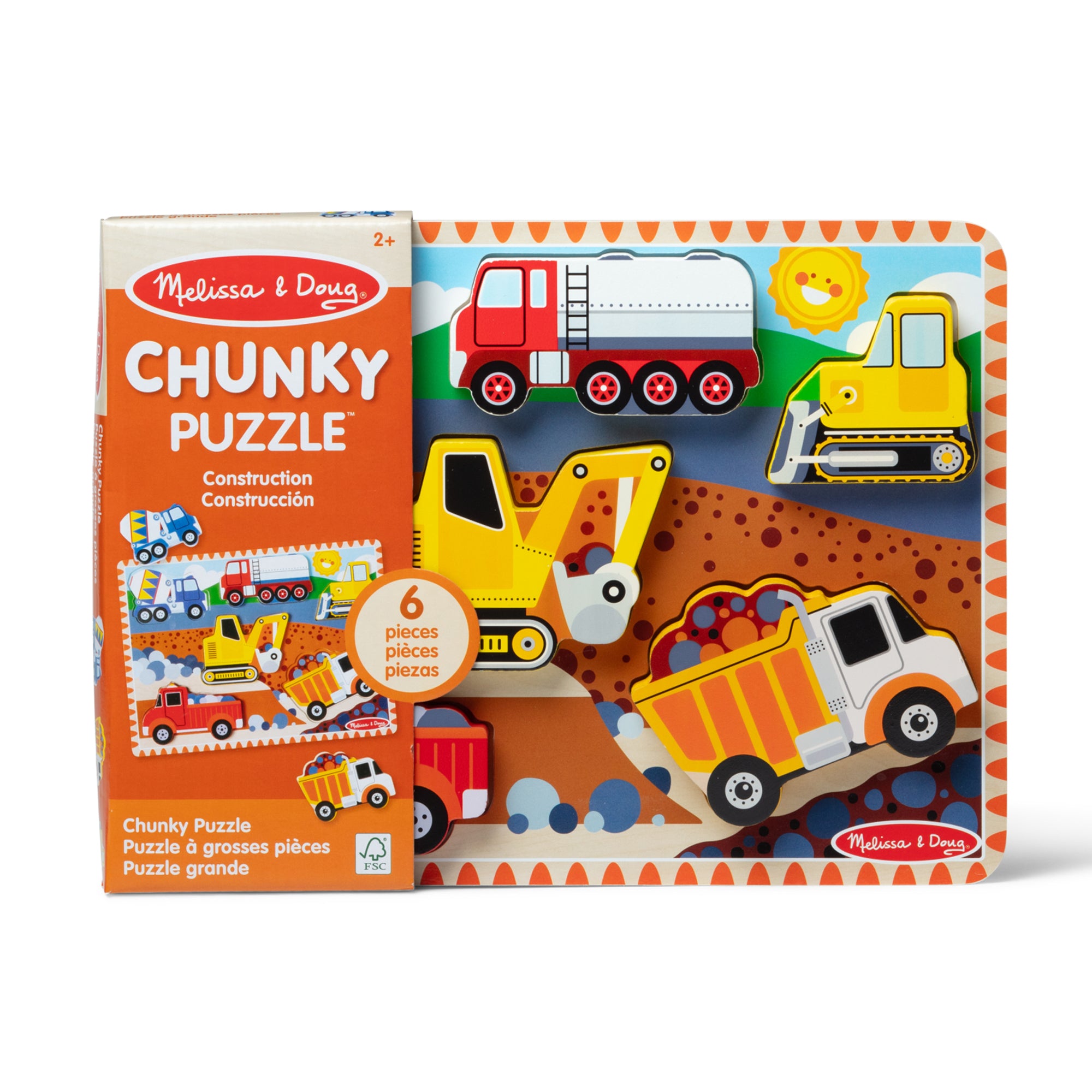 Melissa & Doug Construction Chunky Puzzle - 6 Pieces - Image 3