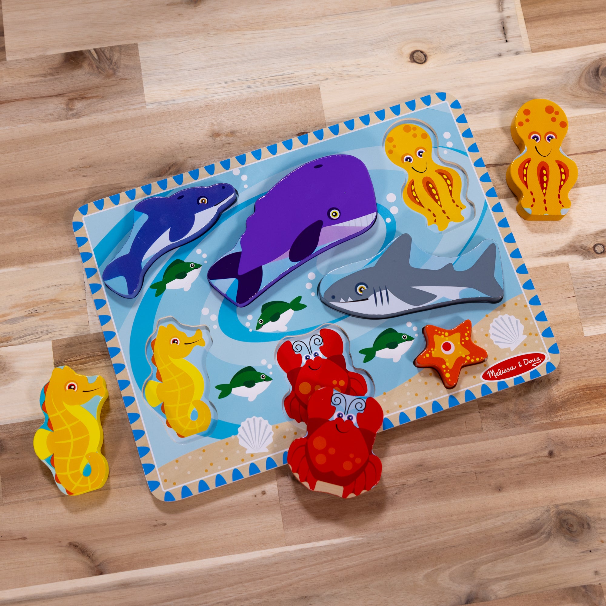 Melissa & Doug Sea Creatures Chunky Puzzle - 7 Pieces - Image 9