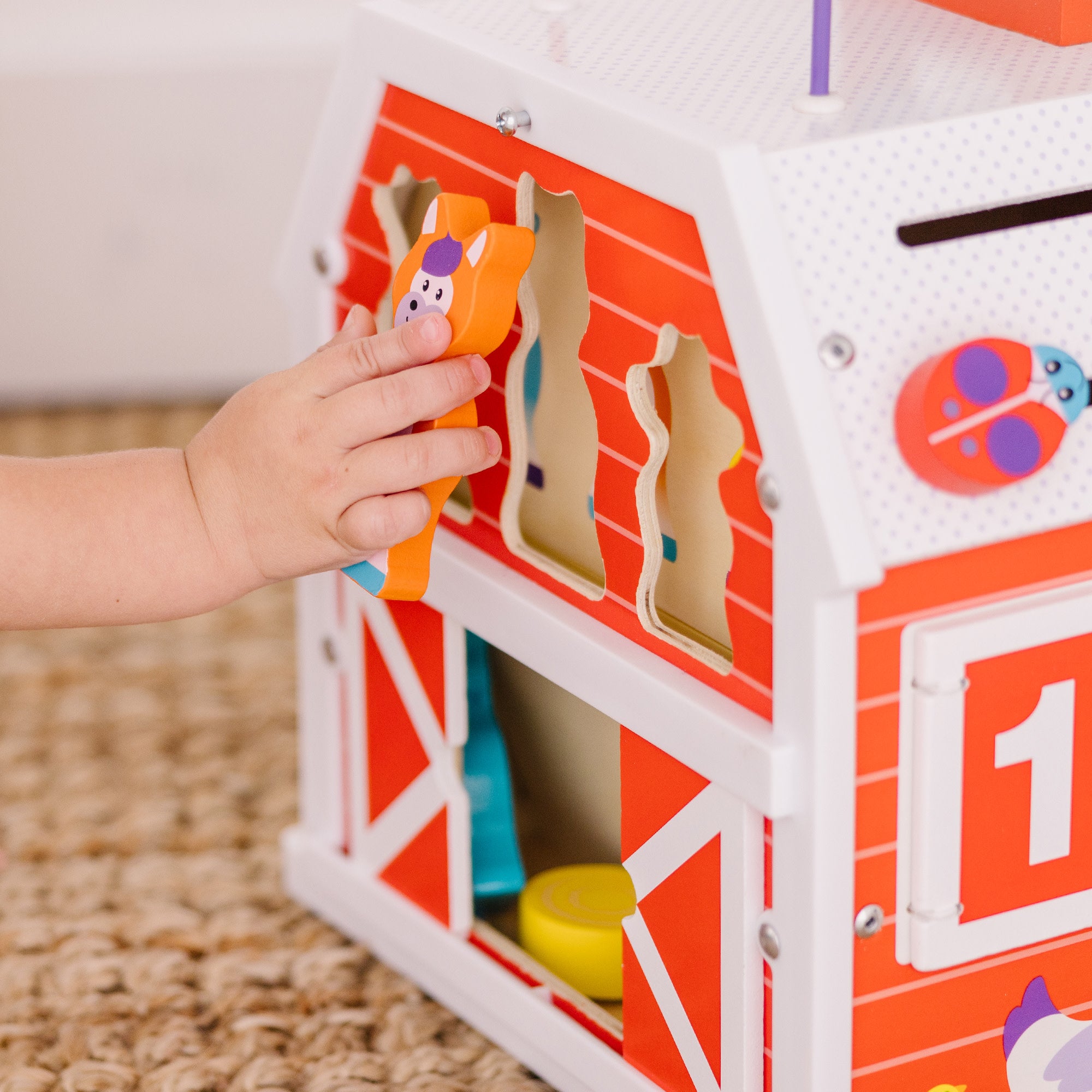 Melissa & Doug First Play Slide, Sort & Roll Activity Barn - Image 7