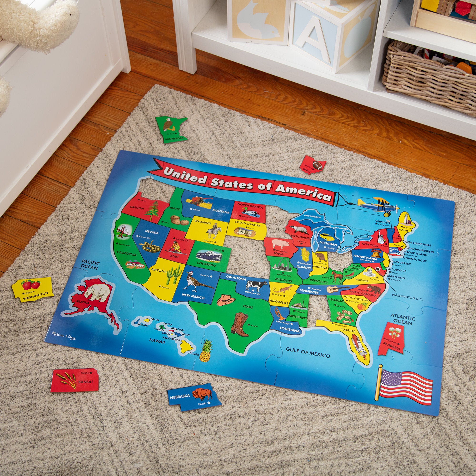 Melissa & Doug USA Map Floor Puzzle - 51 Pieces - Image 10