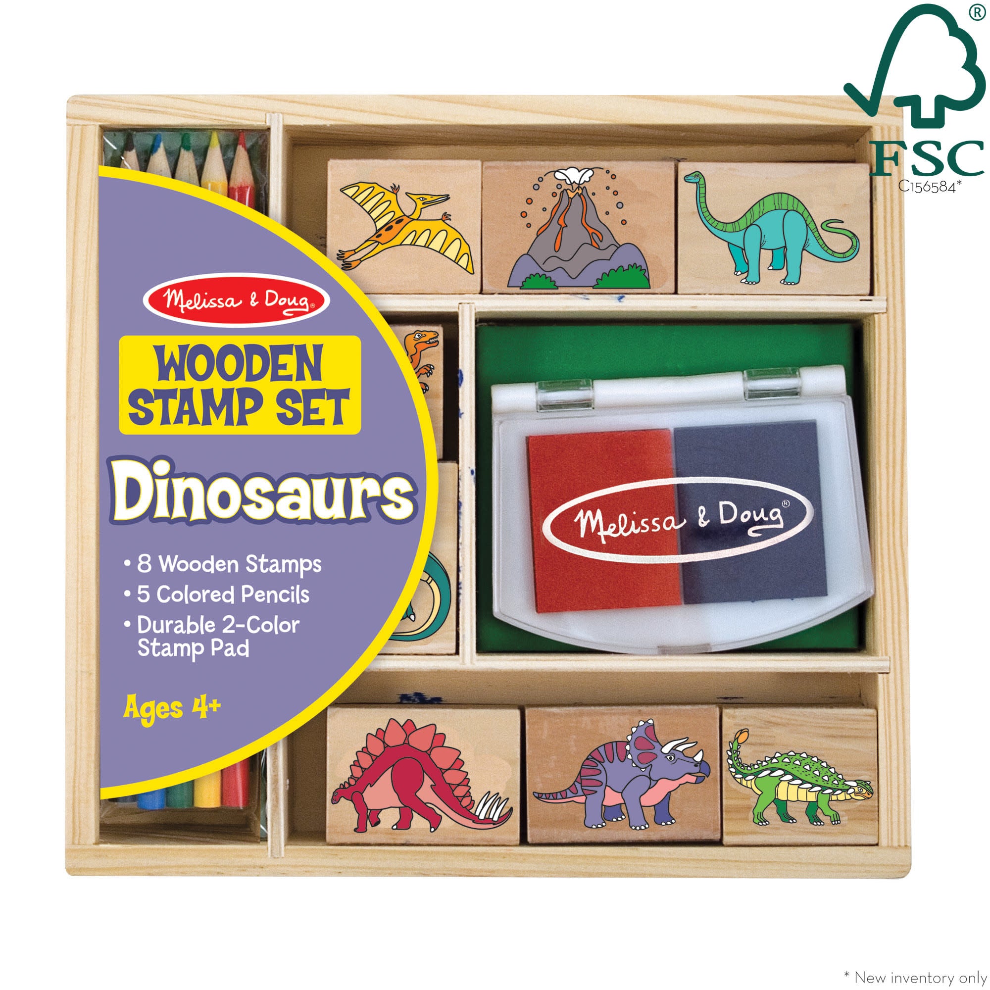 Melissa & Doug Wooden Stamp Set - Dinosaurs - Image 3