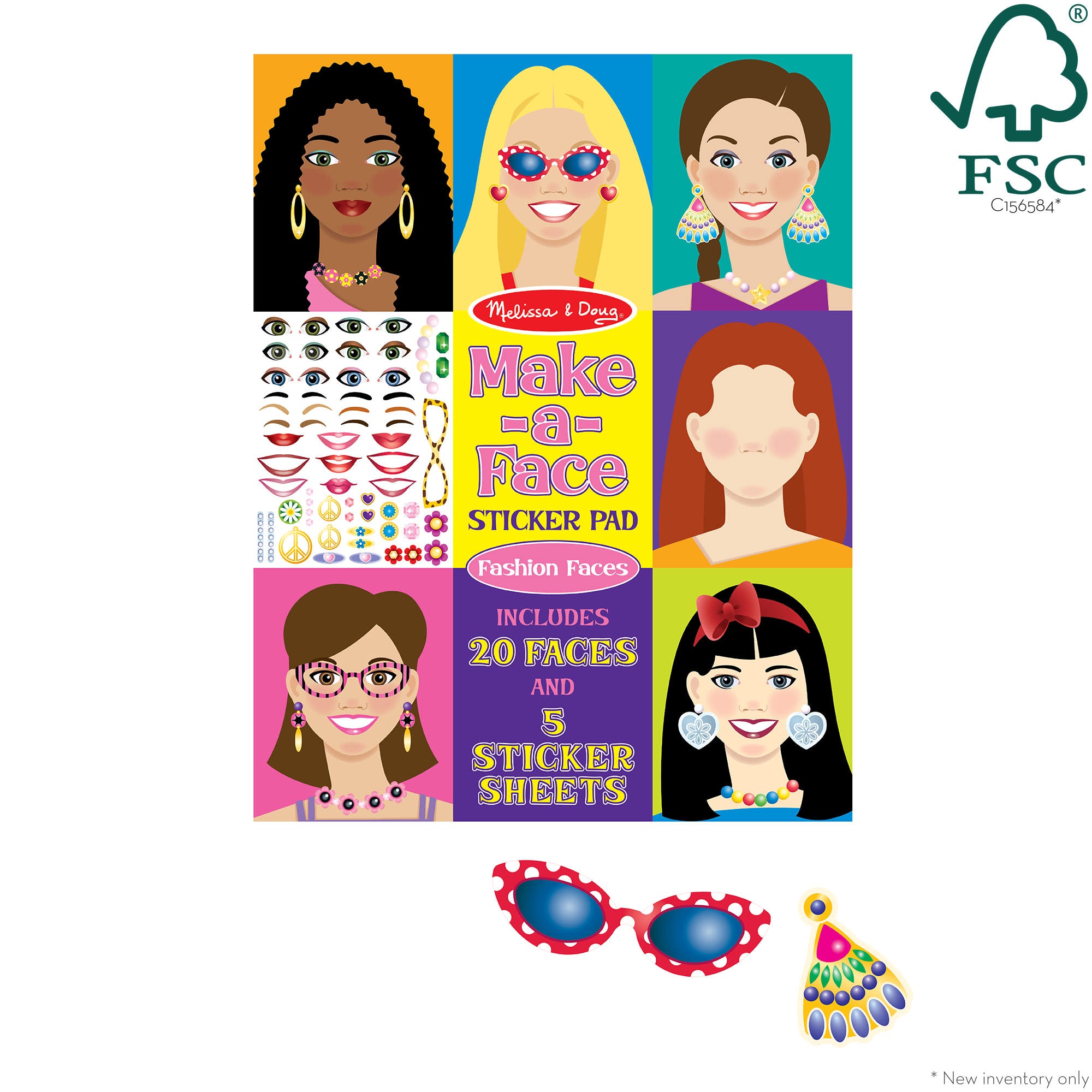 Melissa & Doug Make-a-Face Sticker Pad - Fashion Faces - Image 3