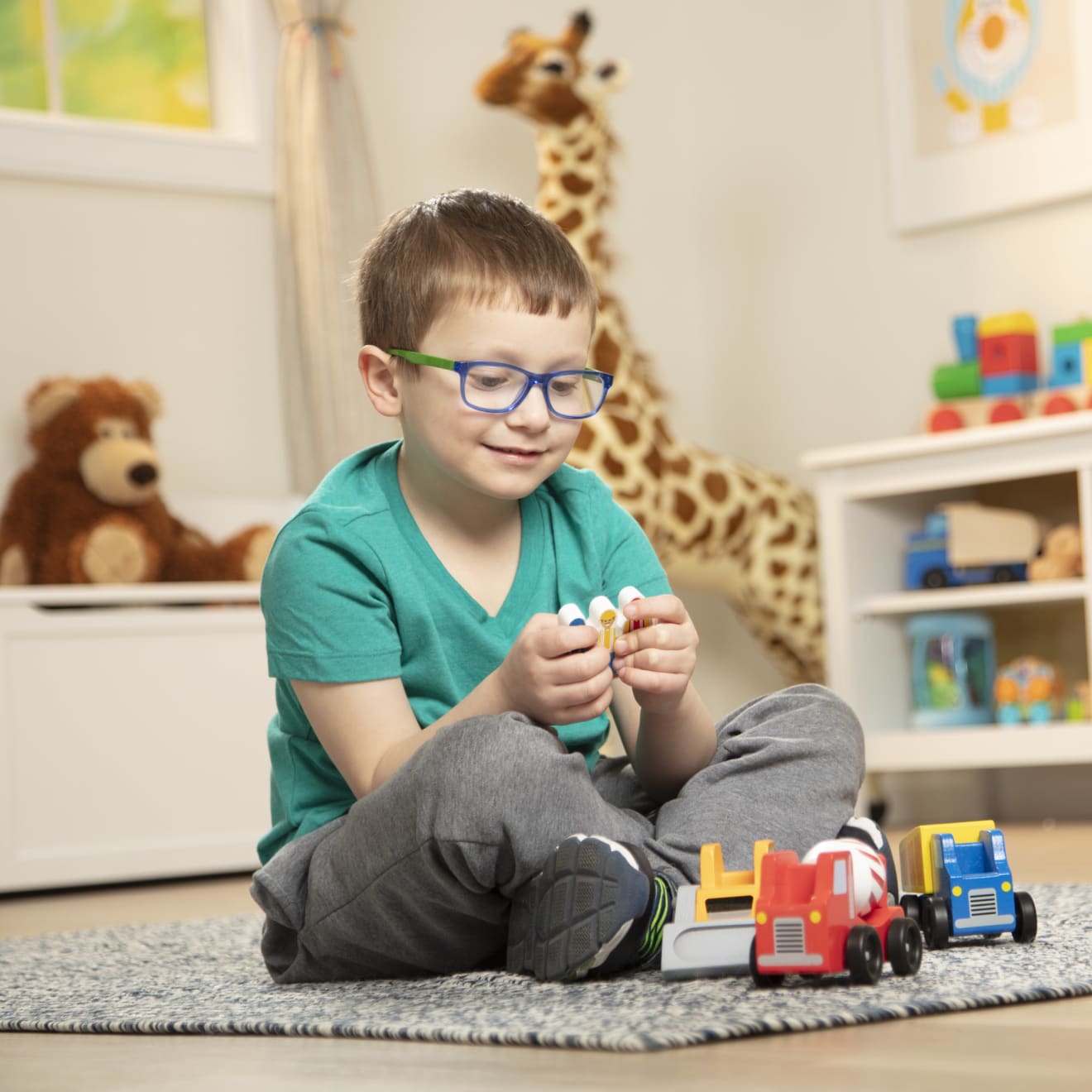 Melissa & Doug Classic Wooden Toy Construction Vehicle Set - Image 2