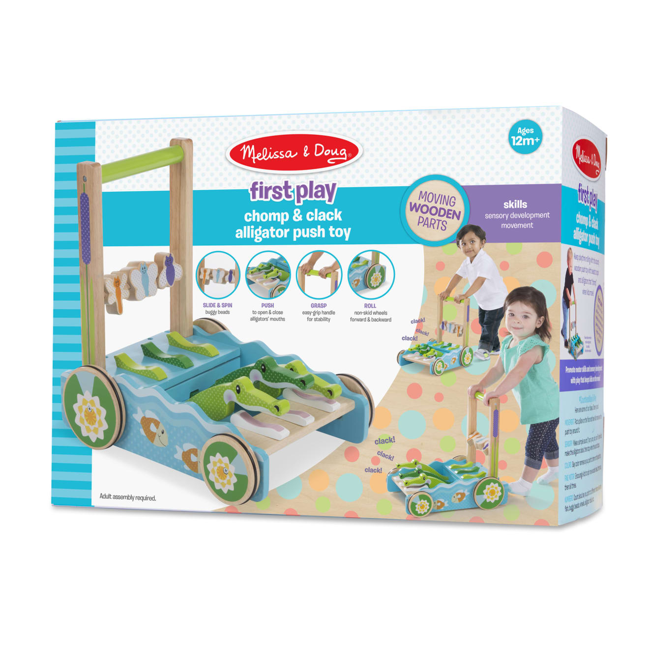 Melissa & Doug First Play Chomp & Clack Alligator Push Toy - Image 3