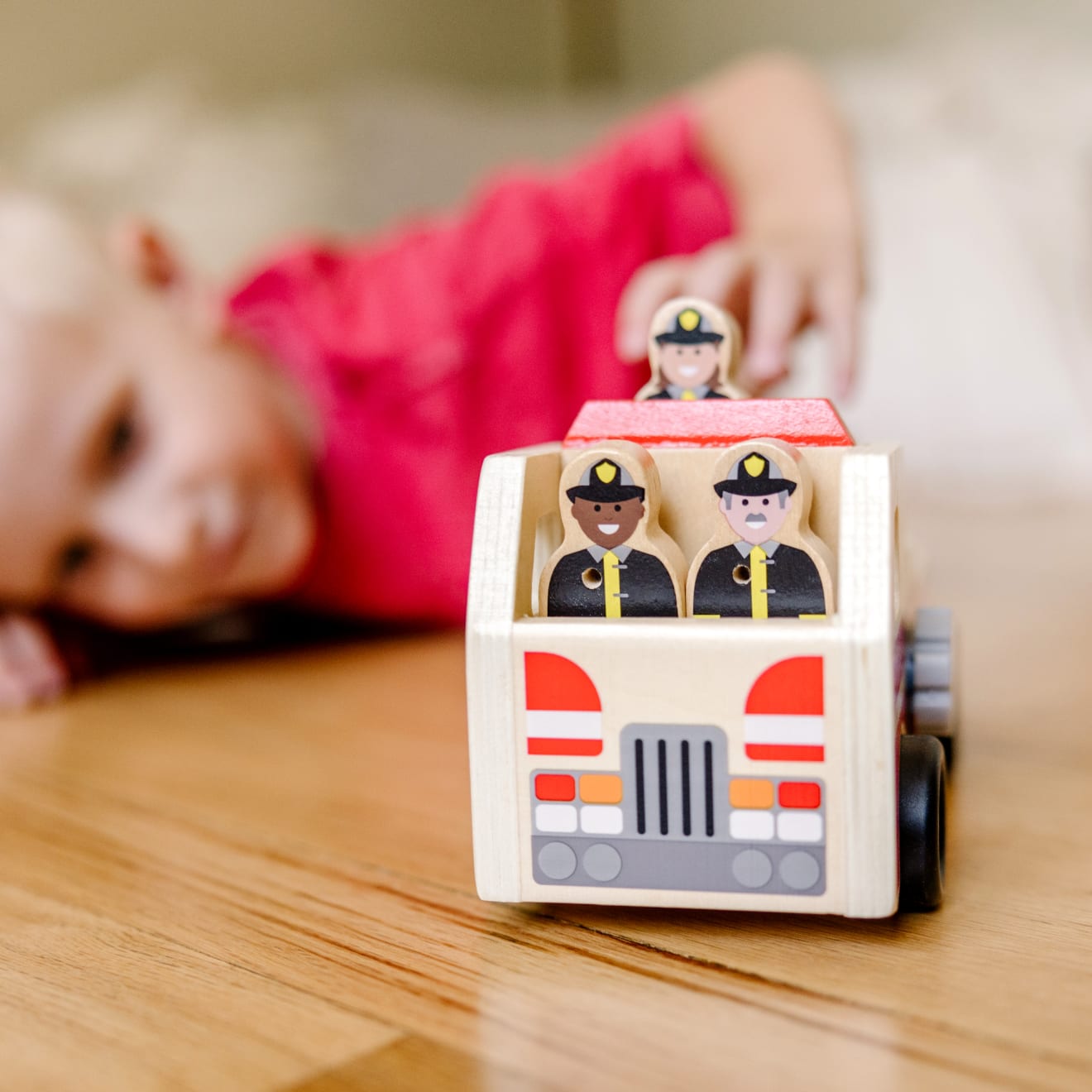 Melissa & Doug Classic Wooden Fire Truck Play Set - Image 5