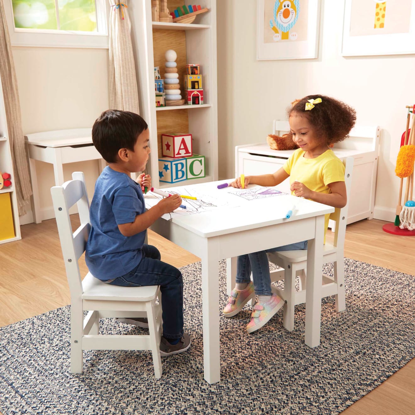 Melissa & Doug Wooden Table & Chairs - White - Image 2