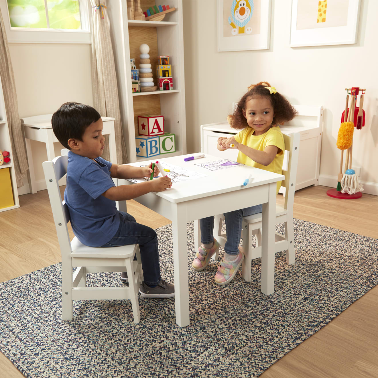 Melissa & Doug Wooden Table & Chairs - White - Image 6
