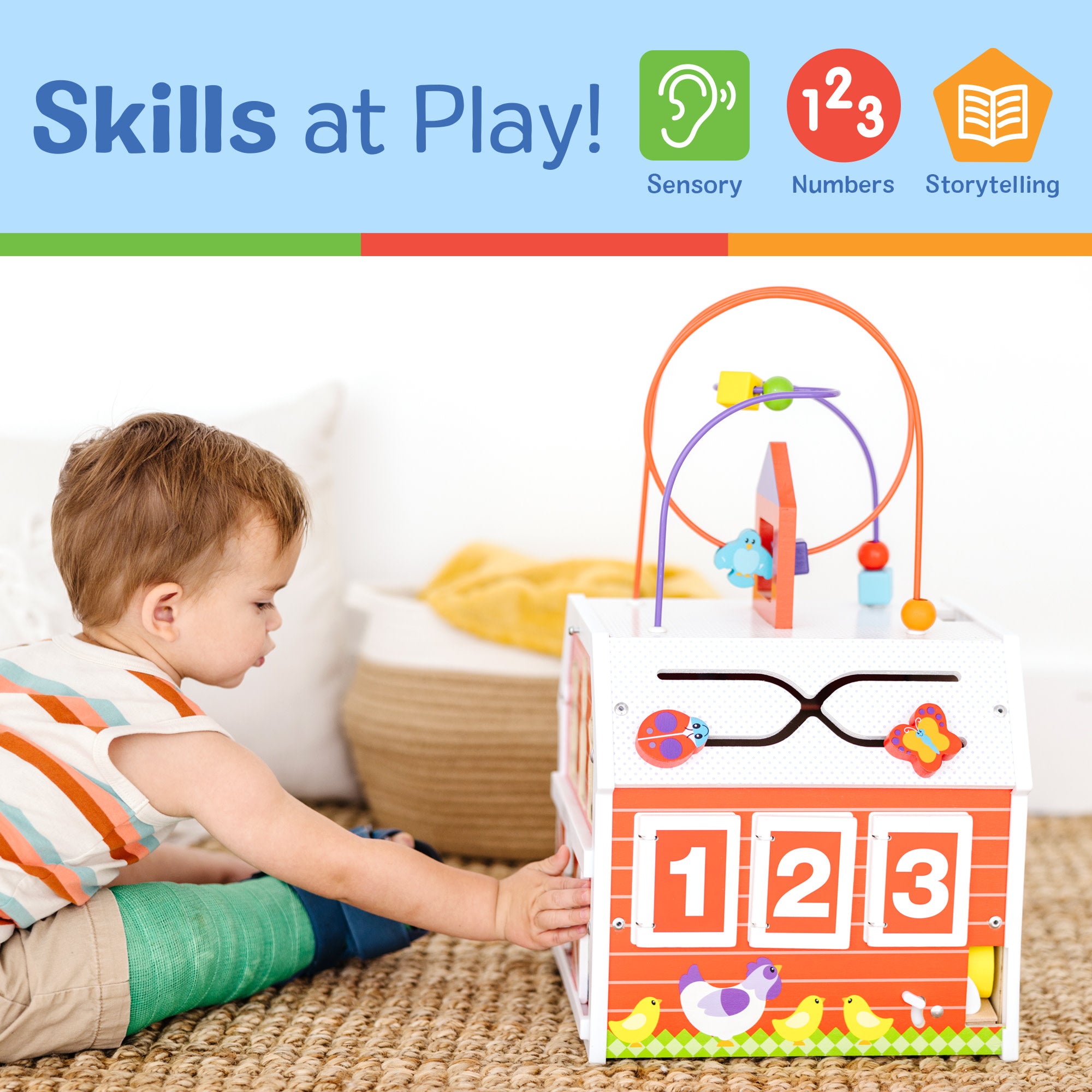 Melissa & Doug First Play Slide, Sort & Roll Activity Barn - Image 4