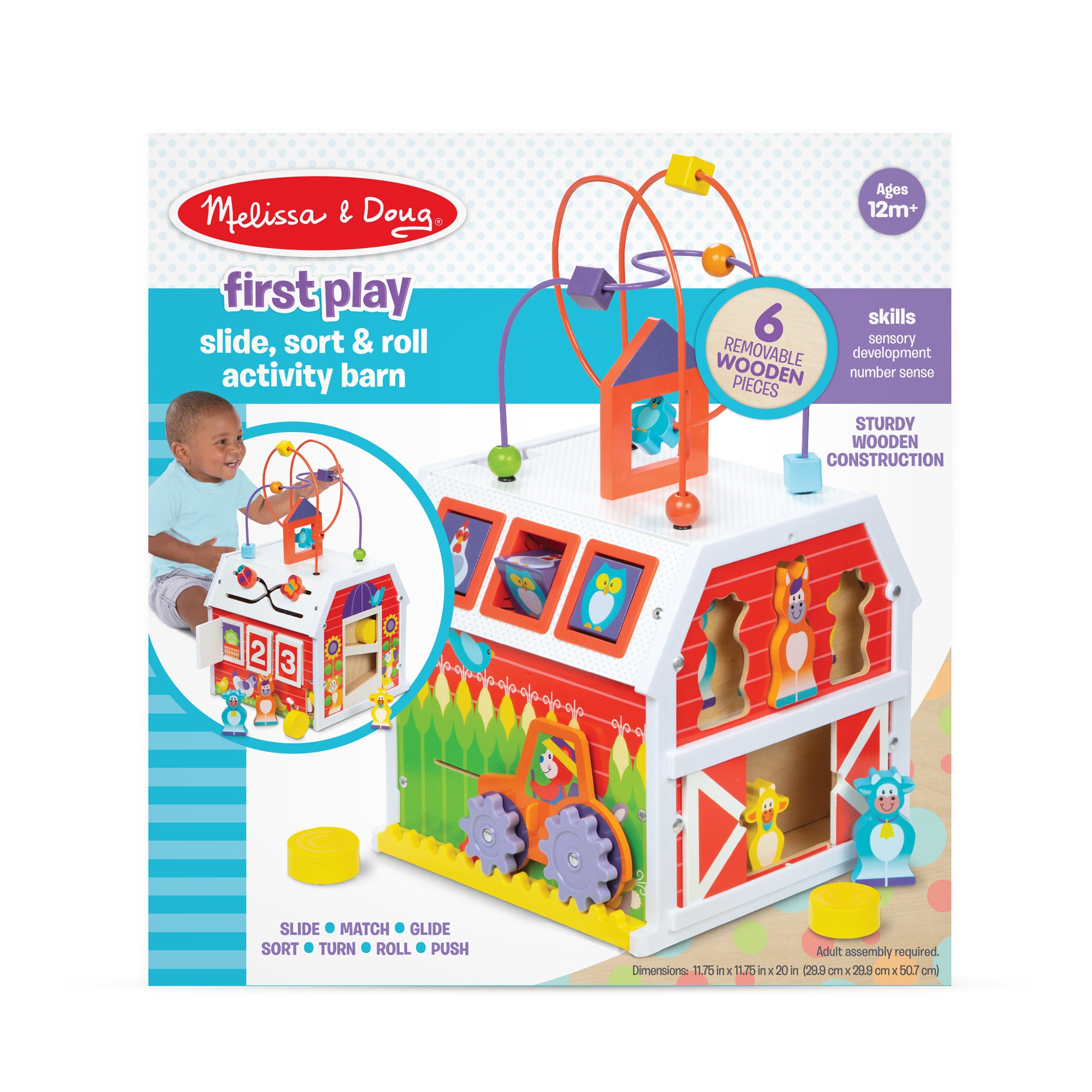 Melissa & Doug First Play Slide, Sort & Roll Activity Barn - Image 5