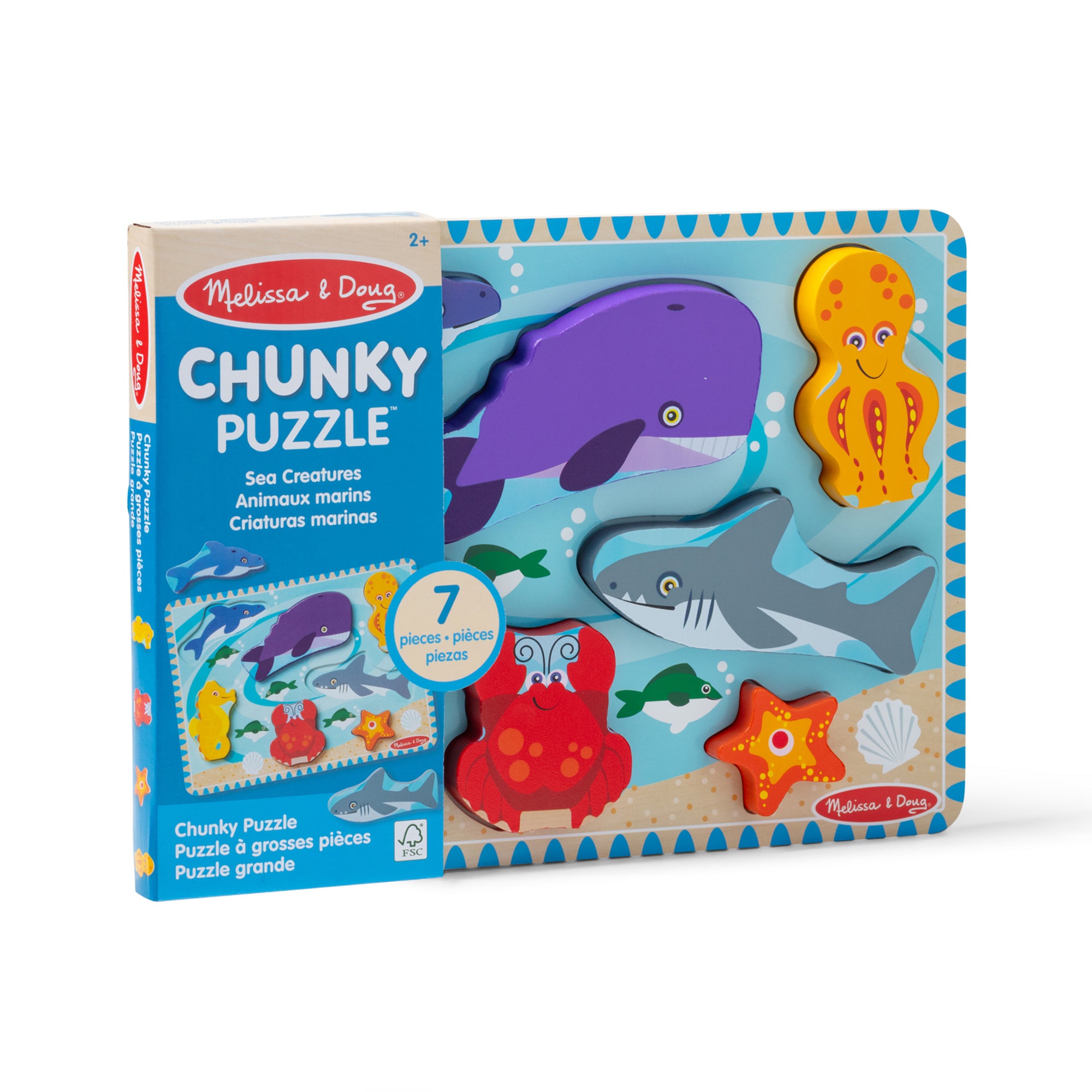 Melissa & Doug Sea Creatures Chunky Puzzle - 7 Pieces - Image 3